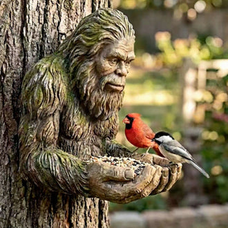 Hand‑Painted Resin Bigfoot Bird Feeder ‑ 5.7-Inch, Backyard Garden Wildlife Accessory