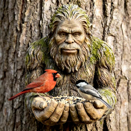 Hand Painted Resin Bigfoot Bird Feeder  -  5.7-Inch, Backyard Garden Wildlife Accessory
