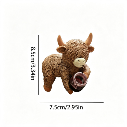 Hand Painted Resin Highland Cow Pot Hugger  -  Flower Pot & Planter Garden Decor