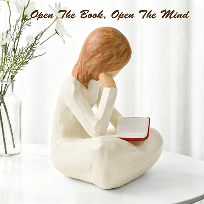 Hand Painted Resin Reading Thinker Figurine  -  Desk & Shelf Indoor Decor