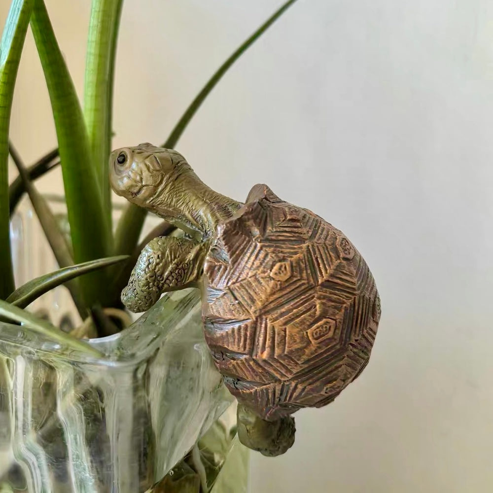 Hand Painted Resin Turtle Pot Hugger  -  Flower Pot & Planter Garden Decor