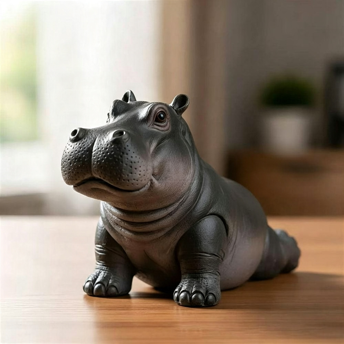 Hand Painted Resin Yoga Pose Hippo Figurine  -  3.1-Inch, Tabletop & Lawn Garden Decor