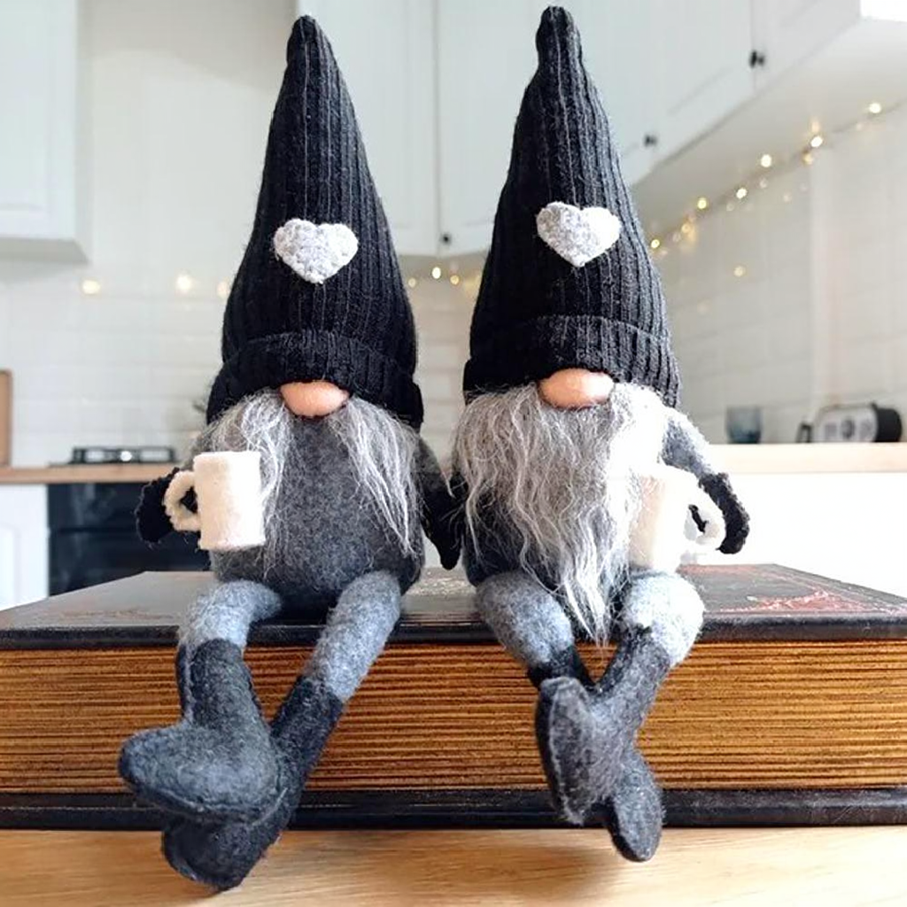Handmade Adorable Coffee Gnomes - Set of 2, Home Table Shelf Holiday Festival Decor Ornament