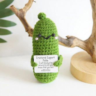 Funny Handmade Crochet Emotional Support Pickle - Soft Yarn Plush Gift for Desk & Home Decor