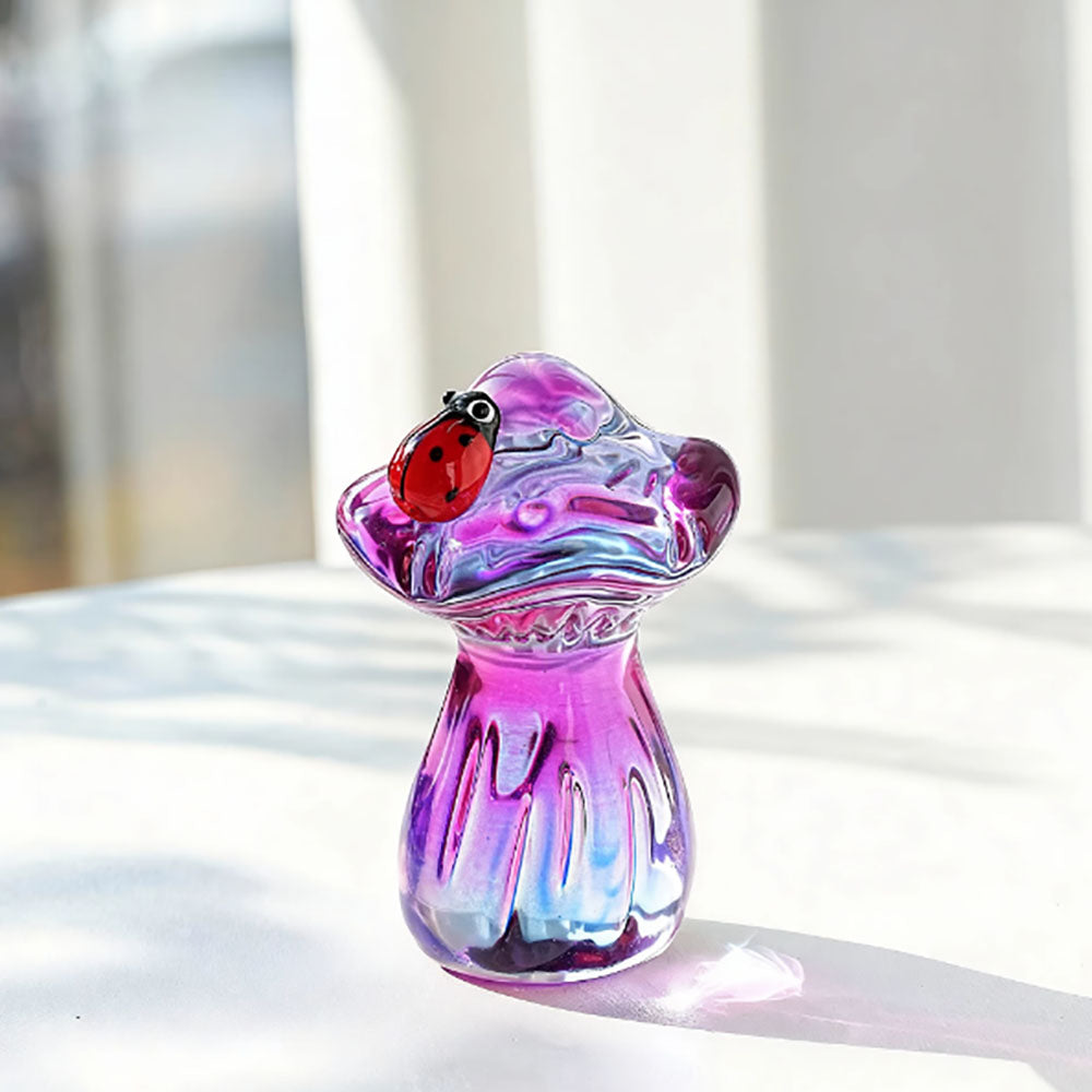 Handmade Crystal Glass Mushroom with Ladybug Garden Decor-B-View 5-Next Deal Shop