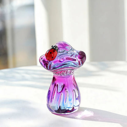Handmade Crystal Glass Mushroom with Ladybug Garden Decor-B-View 5-Next Deal Shop
