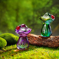 Handmade Crystal Glass Mushroom with Ladybug Figurine - 2.7-Inch