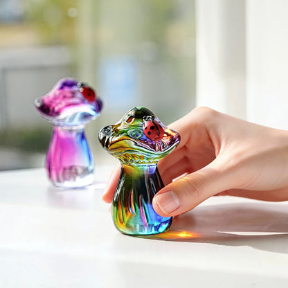 Handmade Crystal Glass Mushroom with Ladybug Garden Decor-A-View 3-Next Deal Shop
