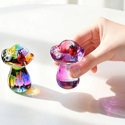 Handmade Crystal Glass Mushroom with Ladybug Garden Decor-A-View 4-Next Deal Shop