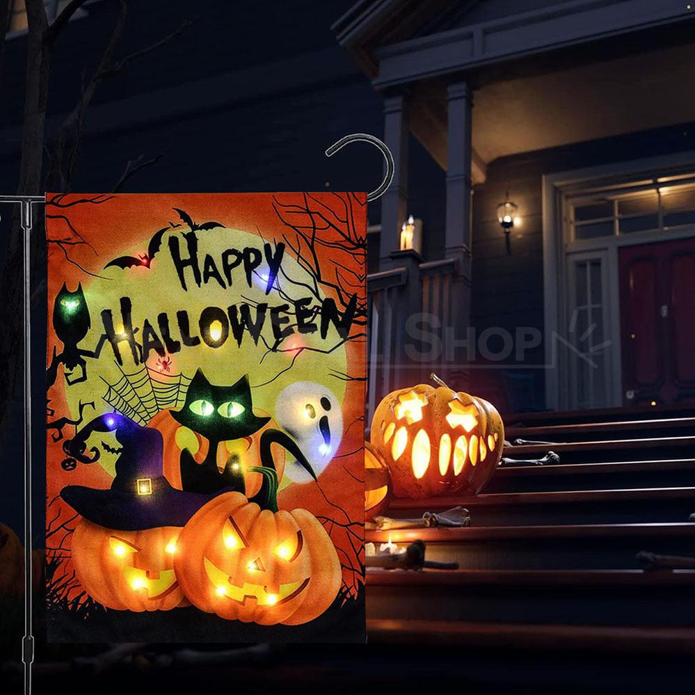 Happy Halloween Solar Powered LED Garden Flag-View 1-Next Deal Shop