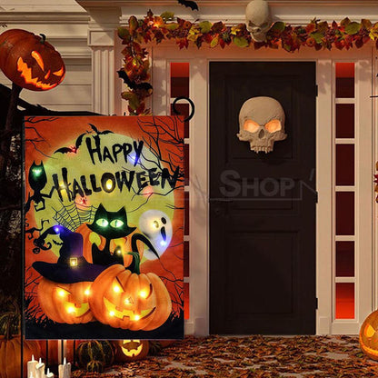Happy Halloween Solar Powered LED Garden Flag-View 2-Next Deal Shop