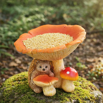 Hedgehog Mushroom Outdoor Bird Feeder