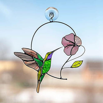 Hummingbird with Flower Hanging Decor