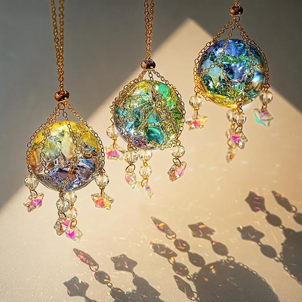 2 Pcs - Iridescent Cracked Ice Crystal Ball Window Hanging Suncatcher-View 2-Next Deal Shop