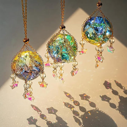 2 Pcs - Iridescent Cracked Ice Crystal Ball Window Hanging Suncatcher-View 2-Next Deal Shop