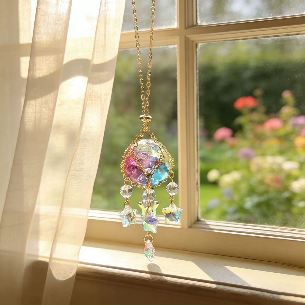 2 Pcs - Iridescent Cracked Ice Crystal Ball Window Hanging Suncatcher-View 3-Next Deal Shop