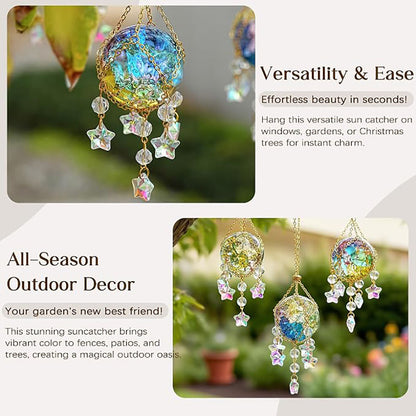 2 Pcs - Iridescent Cracked Ice Crystal Ball Window Hanging Suncatcher-View 4-Next Deal Shop