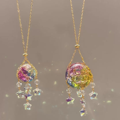 Iridescent Crystal Cracked Ice Suncatcher - 2-Piece, Window Hanging Decor