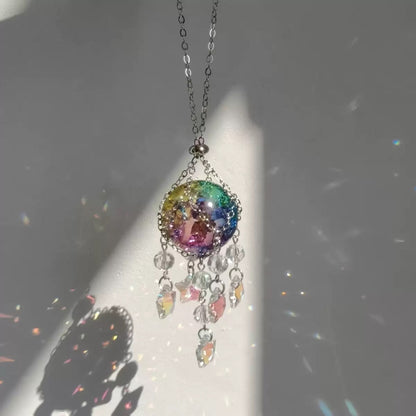 Iridescent Crystal Cracked Ice Suncatcher - 2-Piece, Window Hanging Decor