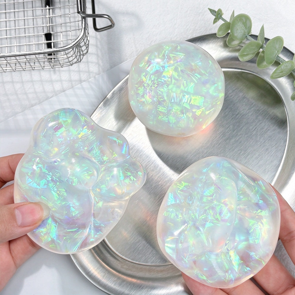 Iridescent Squishy Stress Relief Ball -  Novelty Sensory Toy Gift