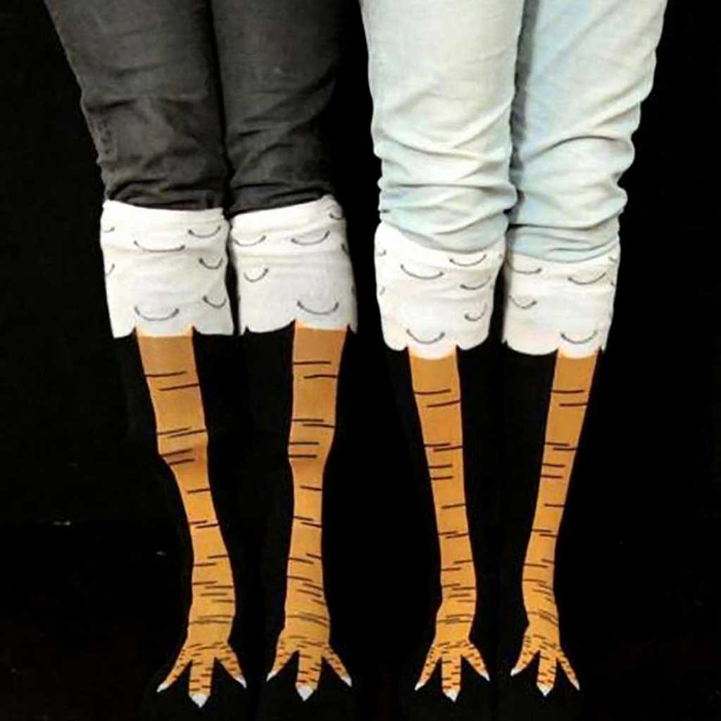 Knee-High Funny Chicken Leg Socks - Novelty Socks for Costume & Party