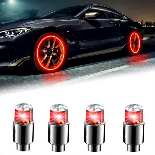 LED Car Tire Valve Cap Lights - 4 Pack, Motion-Activated Wheel Light for Bike & Car