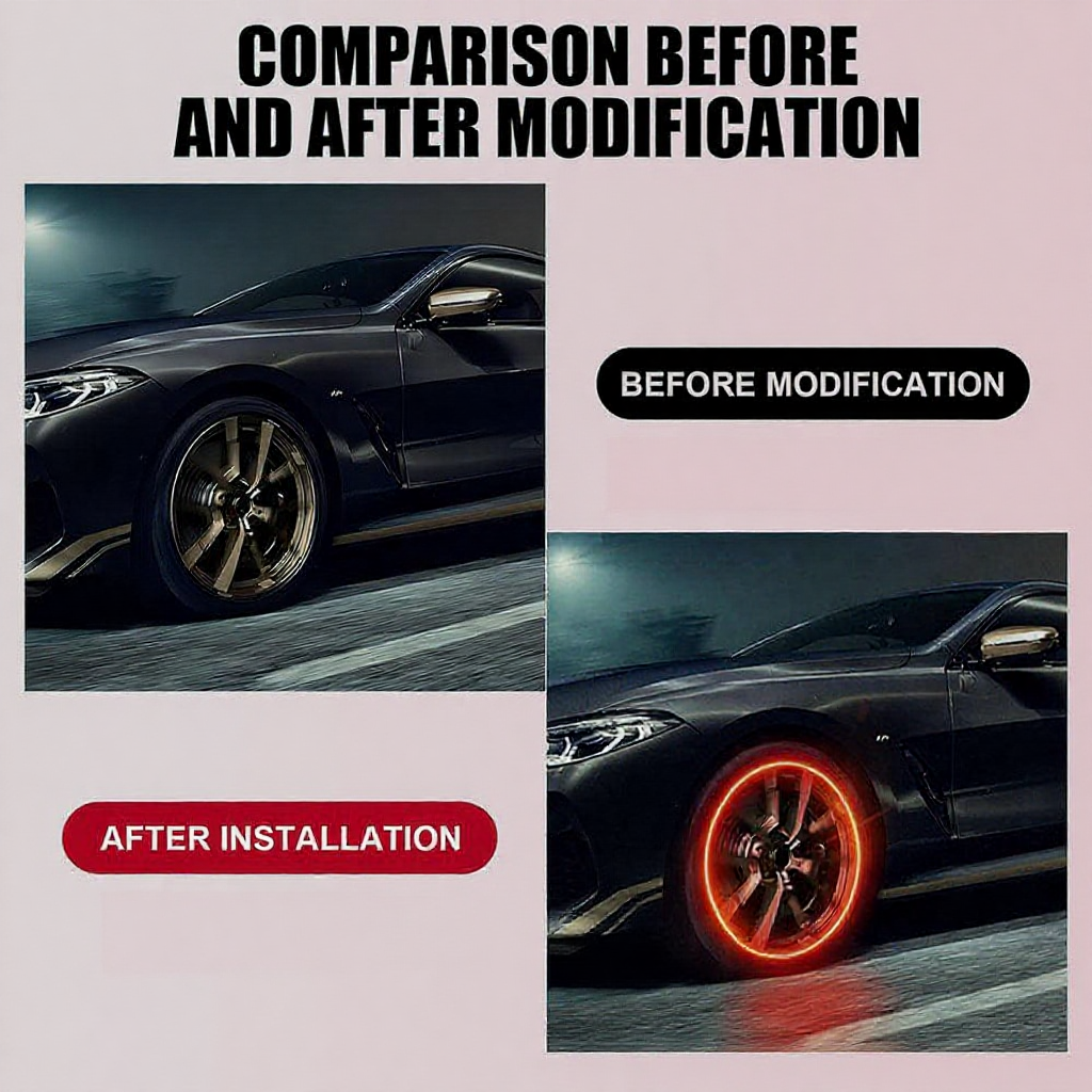 LED Car Tire Valve Cap Lights - 4 Pack, Motion-Activated Wheel Light for Bike & Car