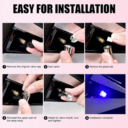 LED Car Tire Valve Cap Lights - 4 Pack, Motion-Activated Wheel Light for Bike & Car