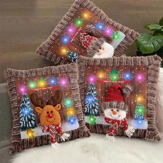 LED Light Up Christmas Pillow Cover