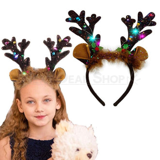 LED Light Up Christmas Reindeer Antler Headband