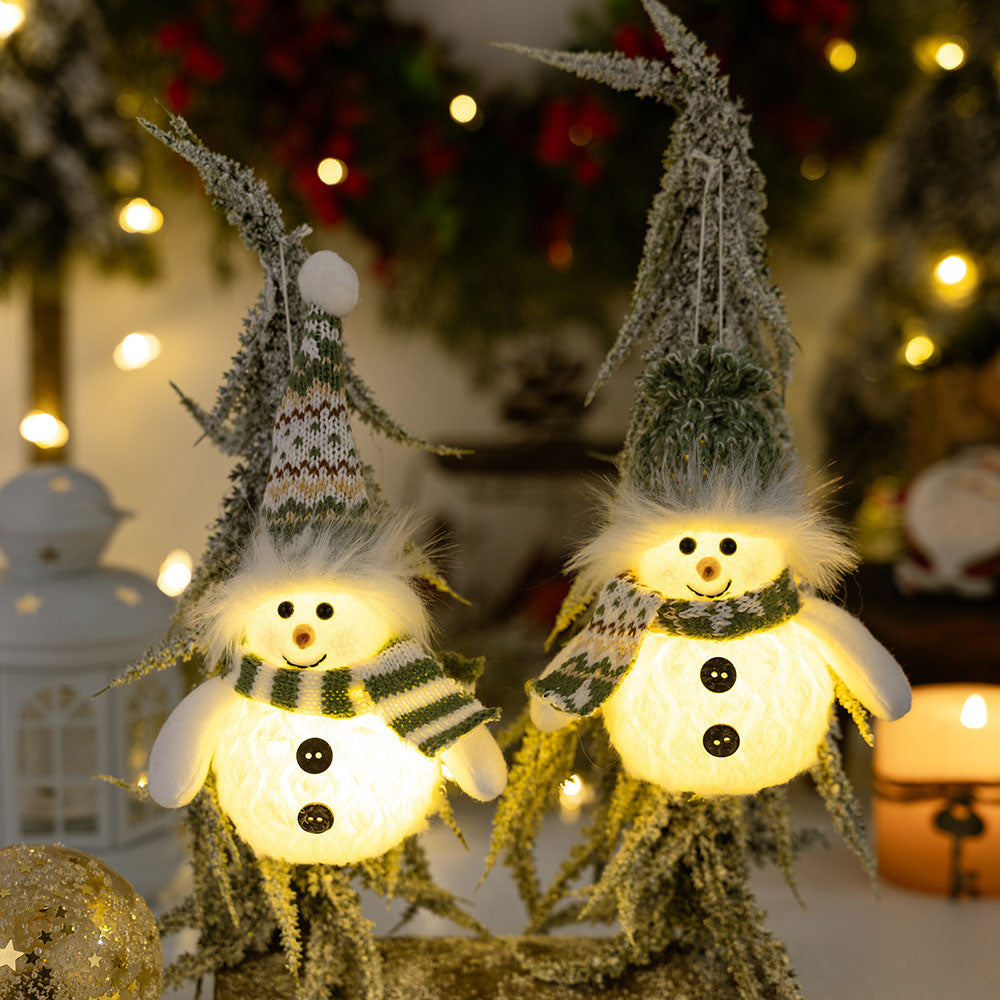 LED Light Up Christmas Snowman Ornament‑Home Table Mantel Shelf Holiday Party Decor Lighting Ornament