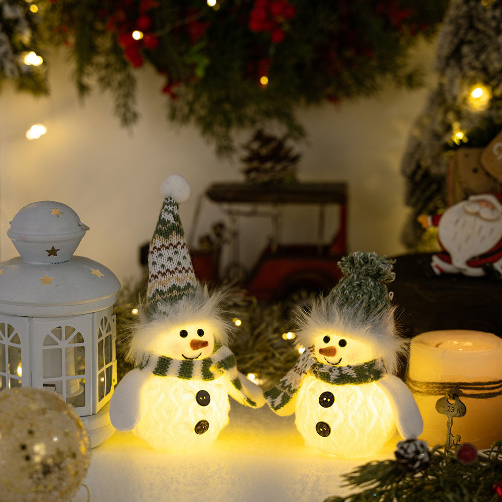 LED Light Up Christmas Snowman Ornament‑Home Table Mantel Shelf Holiday Party Decor Lighting Ornament