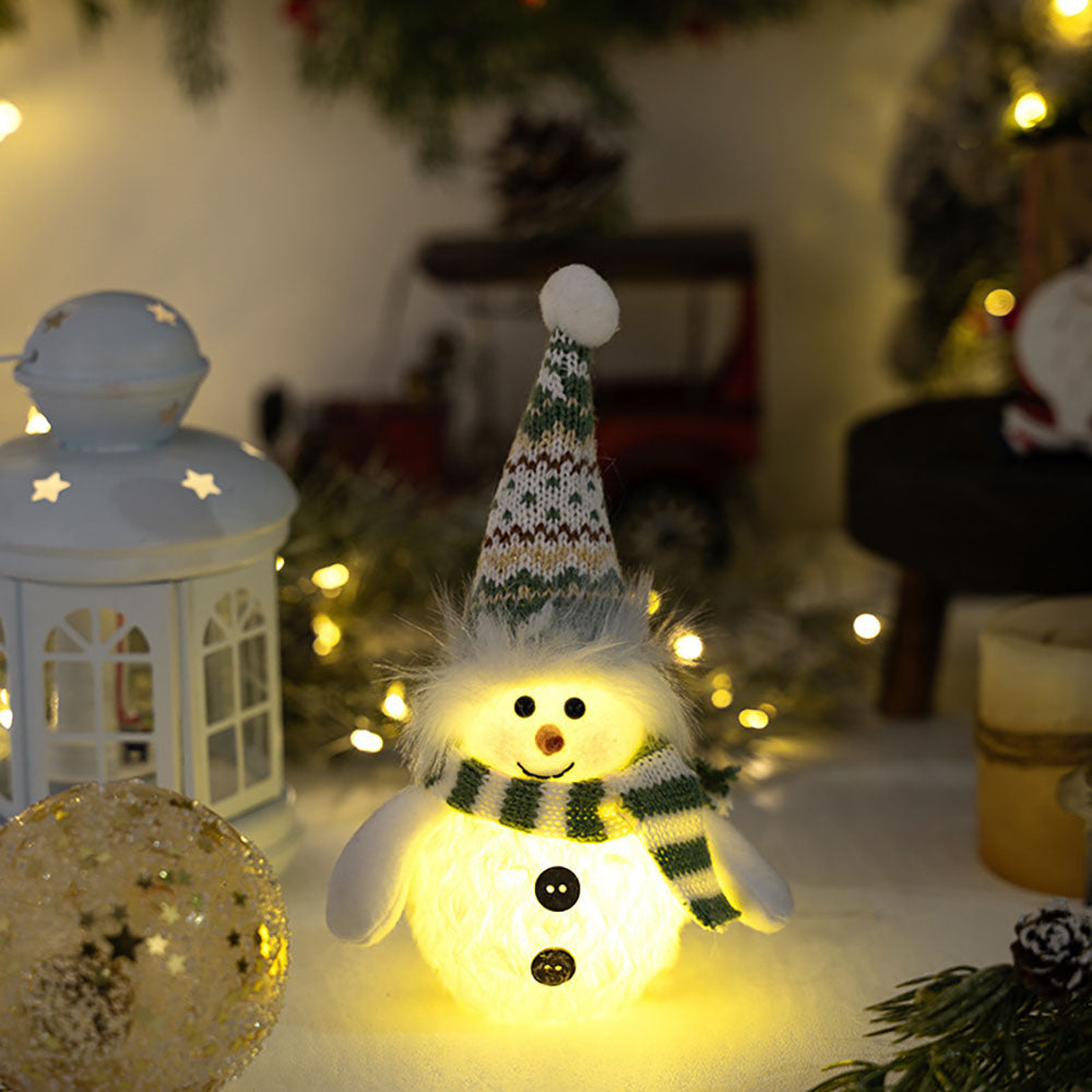 LED Light Up Christmas Snowman Ornament‑Home Table Mantel Shelf Holiday Party Decor Lighting Ornament