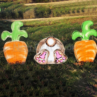 Large Bunny & Carrot Yard Stake Decor