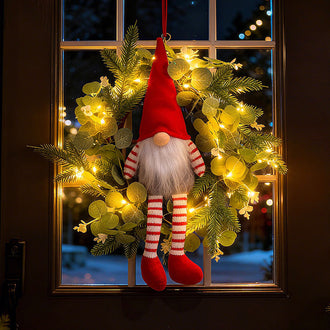 Light Up Christmas Gnome Door Wreath