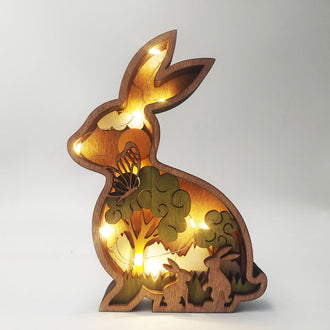 Light Up Wooden Bunny Decoration