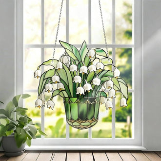 Lily of the Valley Hanging Suncatcher - 5.9-Inch, Window & Balcony Decor