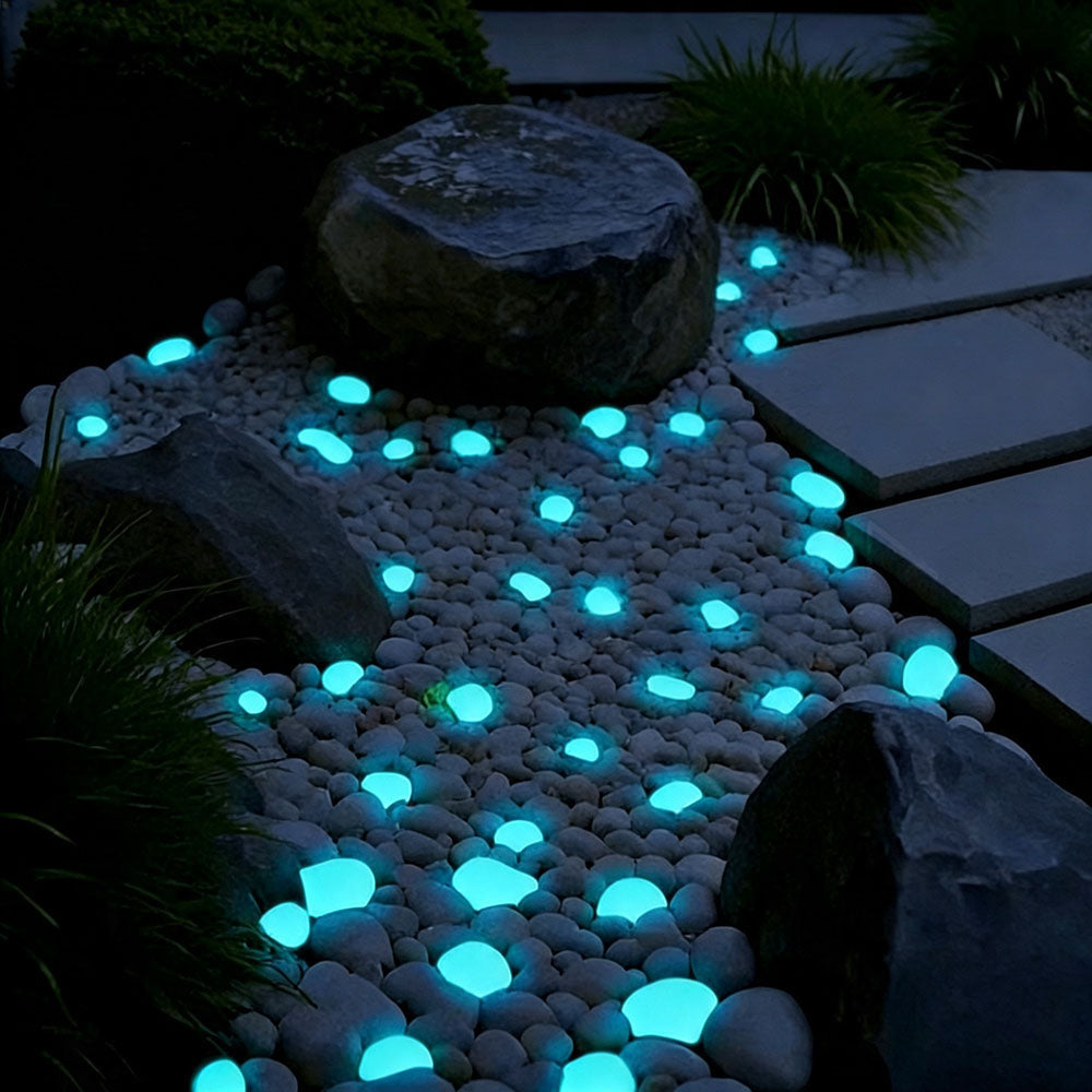 Luminous Glow-in-the-Dark Garden Pebbles - 10-Pack (1.7-Inch), Pathway & Lawn Decor-blue-View 4-Next Deal Shop