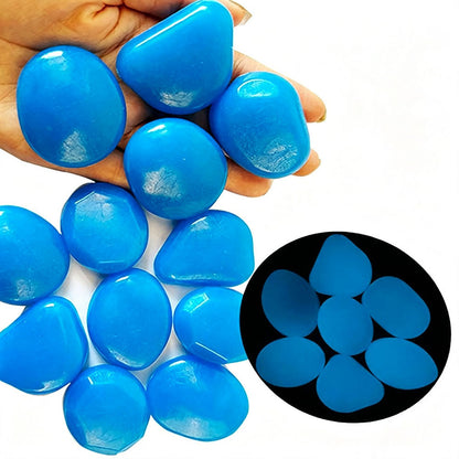 Luminous Glow-in-the-Dark Garden Pebbles - 10-Pack (1.7-Inch), Pathway & Lawn Decor-blue-View 5-Next Deal Shop