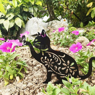 Metal Cat & Butterfly Garden Yard Stake
