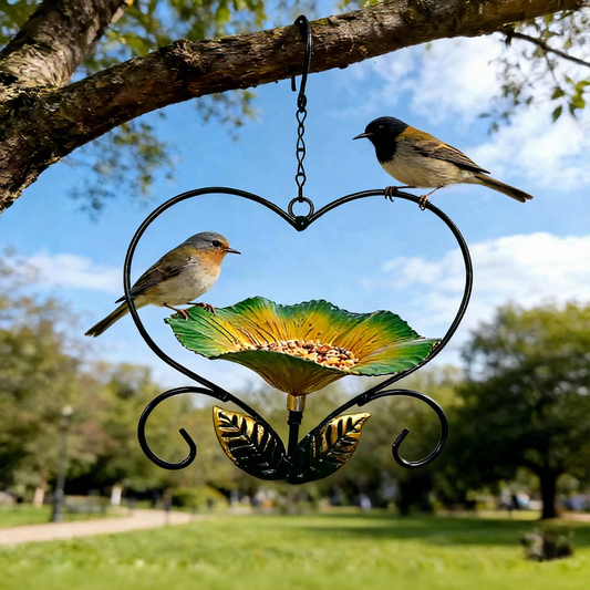 Metal Flower Design Hanging Bird Feeder  -  Garden & Backyard Wildlife Accessory