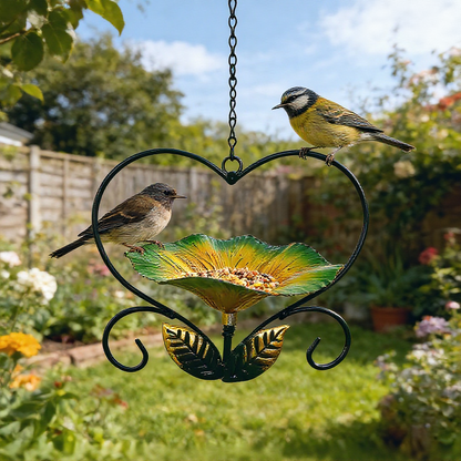 Metal Flower Design Hanging Bird Feeder  -  Garden & Backyard Wildlife Accessory