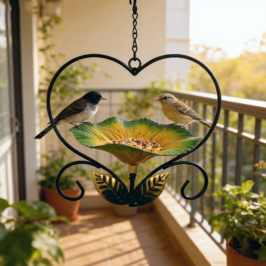 Metal Flower Design Hanging Bird Feeder  -  Garden & Backyard Wildlife Accessory
