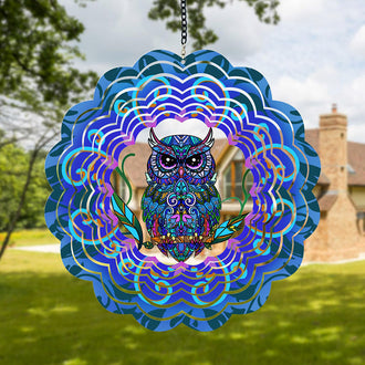 Metal Owl Outdoor Wind Spinner