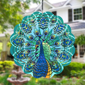 Metal Peacock Outdoor Wind Spinner