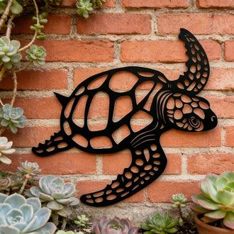 Metal Sea Turtle Wall Decor ‑ 11-Inch, Patio & Indoor Wall Art Decor