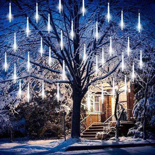Meteor Snow Fall LED Lights - Easy Extendable Upgraded Version, Home Eave Tree Patio Xmas Holiday Party Festival Decor Lighting