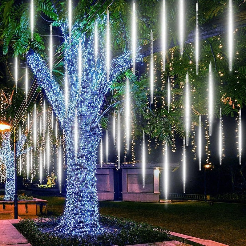 Meteor Snow Fall LED Lights - Easy Extendable Upgraded Version, Home Eave Tree Patio Xmas Holiday Party Festival Decor Lighting