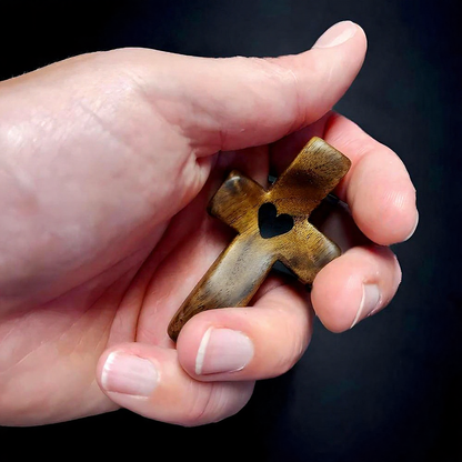 Mini Wooden Handheld Pocket Cross - Novelty Religious Keepsake for Prayer & Comfort