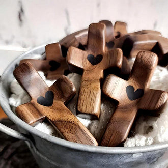 Mini Wooden Handheld Pocket Cross - Novelty Religious Keepsake for Prayer & Comfort